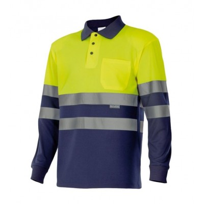 Polo bicolor manga larga alta visibilidad