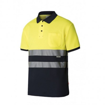 Polo algodón bicolor manga corta alta visibilidad