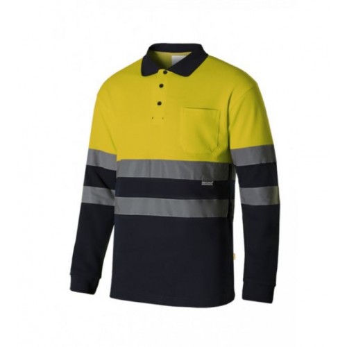 Polo algodón bicolor manga larga alta visibilidad Polo algodón bicolor manga larga alta visibilidad