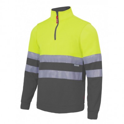 Sudadera bicolor con media cremallera alta visibilidad