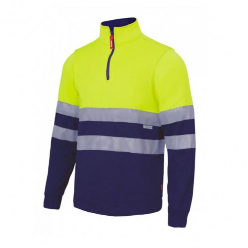 Sudadera bicolor con media cremallera alta visibilidad Sudadera bicolor con media cremallera alta visibilidad