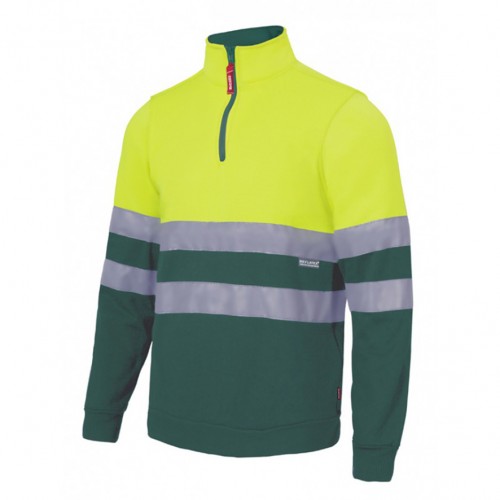Sudadera bicolor con media cremallera alta visibilidad Sudadera bicolor con media cremallera alta visibilidad