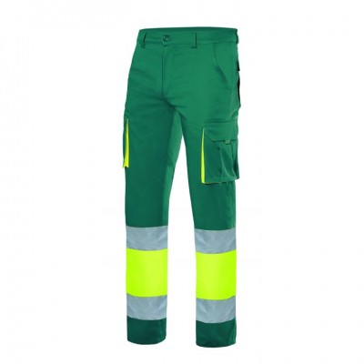 Pantalón stretch bicolor multibolsillos alta visibilidad